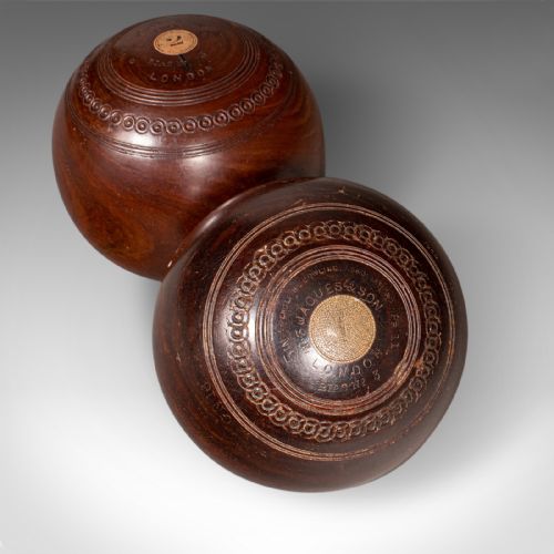 ANTIQUE LAWN BOWLS SET ENGLISH WOODS CERAMIC JACKS GARDEN GAME EDWARDIAN - ADDITIONAL PHOTO 10