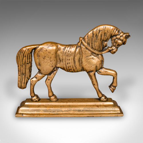 ANTIQUE HORSE DOORSTOP ENGLISH BRASS EQUINE DOOR KEEPER VICTORIAN C1880 - ADDITIONAL PHOTO 1