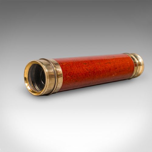 SMALL ANTIQUE 3 DRAW TELESCOPE ENGLISH BRASS FRUITWOOD TERRESTRIAL VICTORIAN - ADDITIONAL PHOTO 3