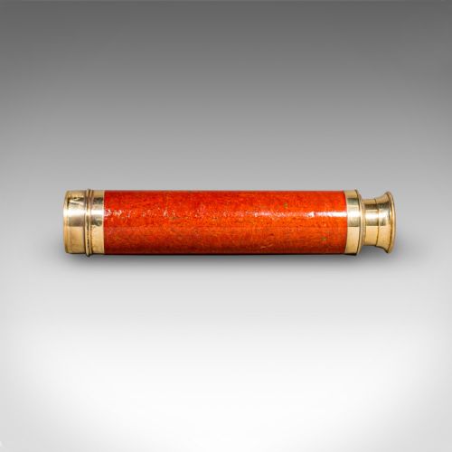 SMALL ANTIQUE 3 DRAW TELESCOPE ENGLISH BRASS FRUITWOOD TERRESTRIAL VICTORIAN - ADDITIONAL PHOTO 4