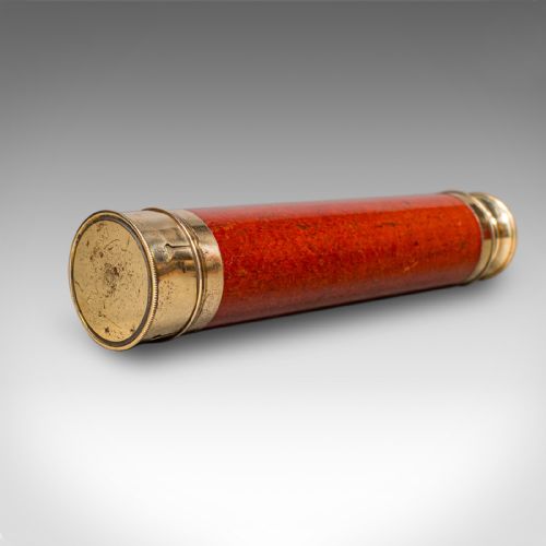 SMALL ANTIQUE 3 DRAW TELESCOPE ENGLISH BRASS FRUITWOOD TERRESTRIAL VICTORIAN - ADDITIONAL PHOTO 5