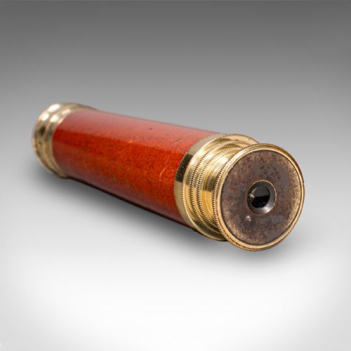 SMALL ANTIQUE 3 DRAW TELESCOPE ENGLISH BRASS FRUITWOOD TERRESTRIAL VICTORIAN - ADDITIONAL PHOTO 6