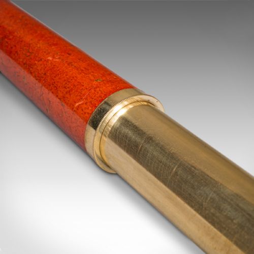 SMALL ANTIQUE 3 DRAW TELESCOPE ENGLISH BRASS FRUITWOOD TERRESTRIAL VICTORIAN - ADDITIONAL PHOTO 9