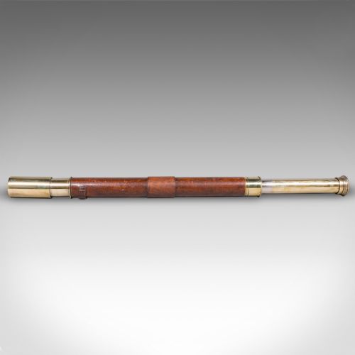 ANTIQUE EXPLORERS TELESCOPE ENGLISH LEATHER DRESSED SPYGLASS EDWARDIAN 1910 - ADDITIONAL PHOTO 2