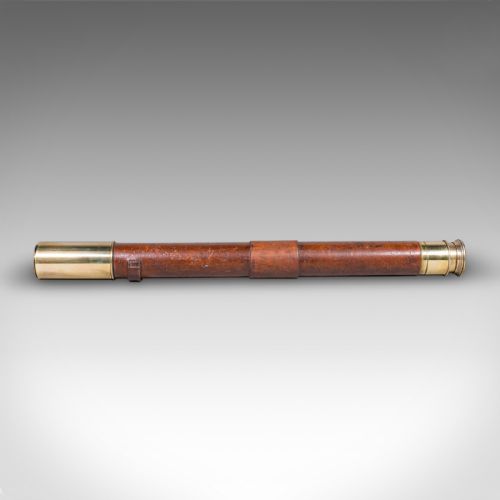ANTIQUE EXPLORERS TELESCOPE ENGLISH LEATHER DRESSED SPYGLASS EDWARDIAN 1910 - ADDITIONAL PHOTO 3