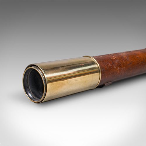 ANTIQUE EXPLORERS TELESCOPE ENGLISH LEATHER DRESSED SPYGLASS EDWARDIAN 1910 - ADDITIONAL PHOTO 4