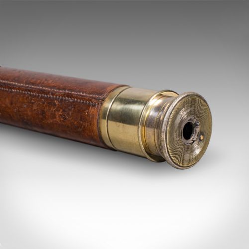 ANTIQUE EXPLORERS TELESCOPE ENGLISH LEATHER DRESSED SPYGLASS EDWARDIAN 1910 - ADDITIONAL PHOTO 7