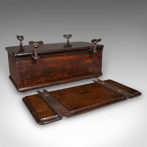 fig 2. Antique Flower Press Box, English, Beech, Cast Iron, Hobby Case, Edwardian, 1910