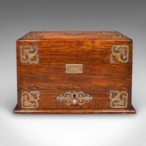 fig 3. Antique Metamorphic Stationery Case, English Oak Rotating Writing Box, Edwardian