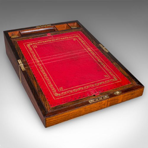 fig 1. Antique Officer's Correspondence Box, English, Writing Slope, Regency, C.1820