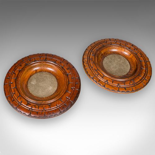 PAIR OF ANTIQUE DECANTER COASTERS ENGLISH WINE BOTTLE STANDS TREEN VICTORIAN - ADDITIONAL PHOTO 3
