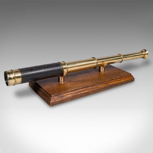 fig 1. Small Antique 3 Draw Telescope, English, Brass, Terrestrial Spyglass, Victorian