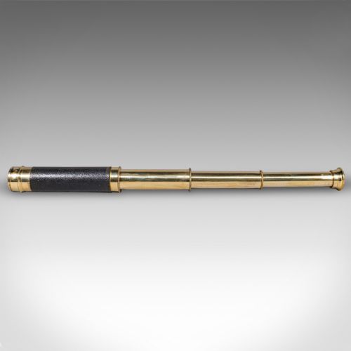 fig 2. Small Antique 3 Draw Telescope, English, Brass, Terrestrial Spyglass, Victorian