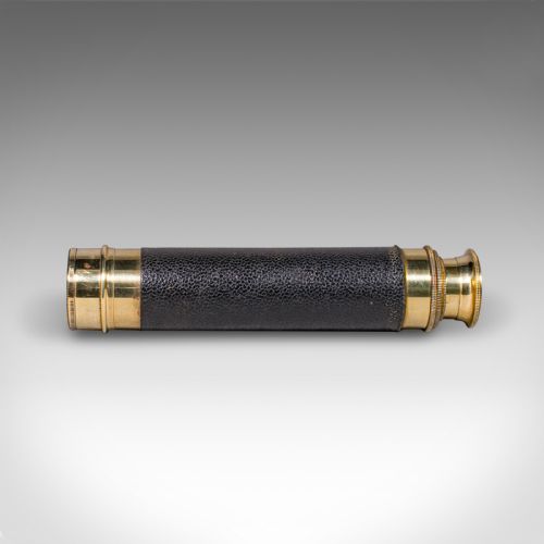 fig 3. Small Antique 3 Draw Telescope, English, Brass, Terrestrial Spyglass, Victorian