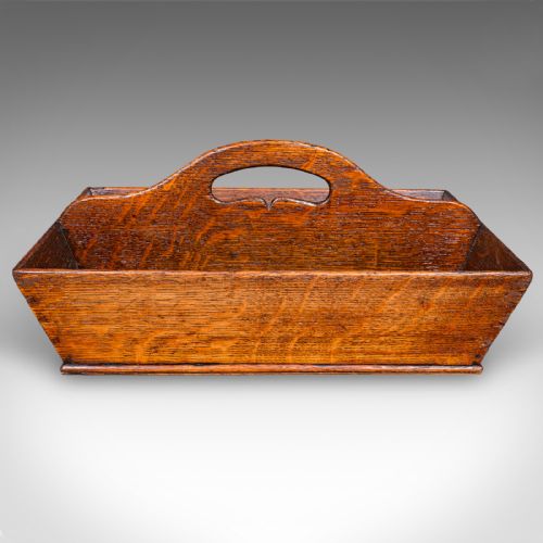 ANTIQUE LADIES COUNTRY KITCHEN WORK BOX ENGLISH OAK GARDEN TRUG VICTORIAN - ADDITIONAL PHOTO 1