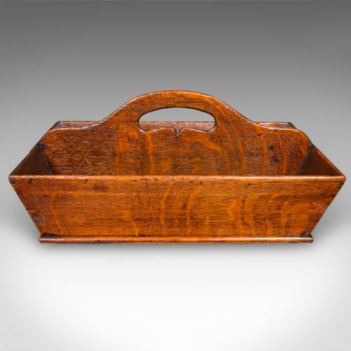 ANTIQUE LADIES COUNTRY KITCHEN WORK BOX ENGLISH OAK GARDEN TRUG VICTORIAN - ADDITIONAL PHOTO 3