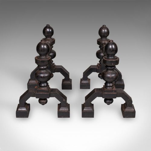 PAIR OF ANTIQUE FIRESIDE TOOL RESTS ENGLISH CAST IRON HEARTH STAND VICTORIAN - ADDITIONAL PHOTO 2