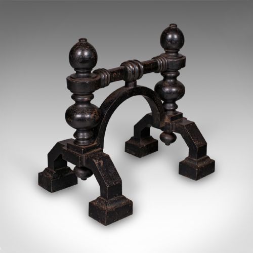PAIR OF ANTIQUE FIRESIDE TOOL RESTS ENGLISH CAST IRON HEARTH STAND VICTORIAN - ADDITIONAL PHOTO 5