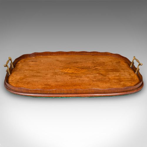 fig 1. Antique Afternoon Tea Tray, English Walnut, Satinwood Serving Platter, Edwardian