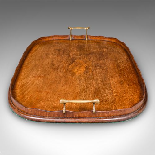 fig 2. Antique Afternoon Tea Tray, English Walnut, Satinwood Serving Platter, Edwardian