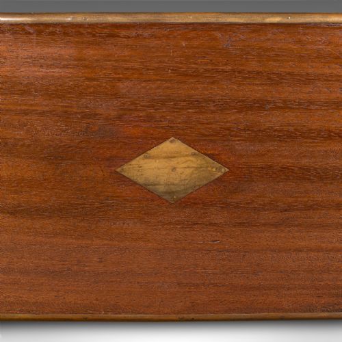 SMALL ANTIQUE DISPLAY CHEST INDIAN TEAK MINIATURE CAMPAIGN TRUNK VICTORIAN - ADDITIONAL PHOTO 8