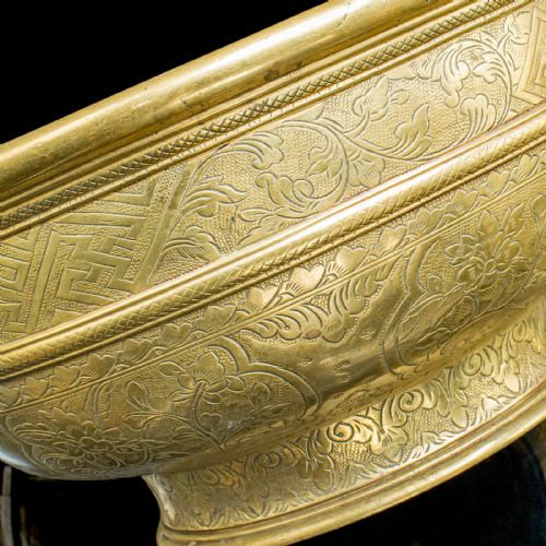 ANTIQUE PLANTER BOWL ORIENTAL BRASS JARDINIERE DISH EARLY VICTORIAN C1850 - ADDITIONAL PHOTO 8