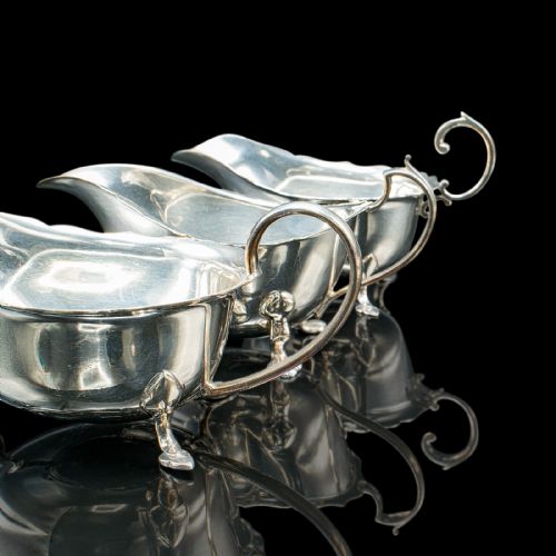 TRIO OF ANTIQUE SAUCE DISHES ENGLISH SILVER PLATED CONDIMENT POTS EDWARDIAN - ADDITIONAL PHOTO 10