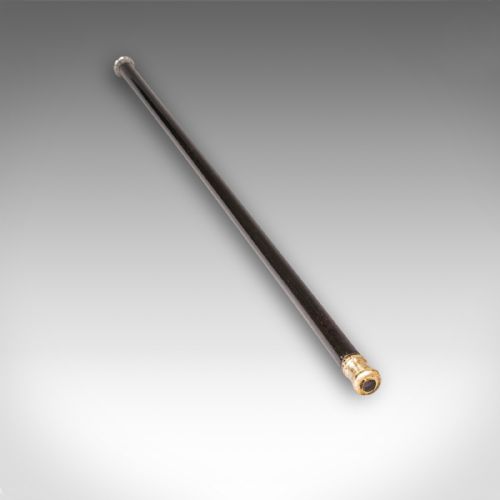 ANTIQUE DANDYS WALKING CANE ENGLISH STICK EBONISED VICTORIAN 1889 HALLMARK - ADDITIONAL PHOTO 3