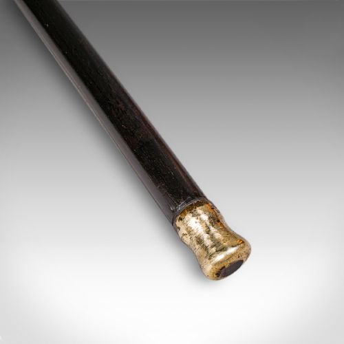 ANTIQUE DANDYS WALKING CANE ENGLISH STICK EBONISED VICTORIAN 1889 HALLMARK - ADDITIONAL PHOTO 4