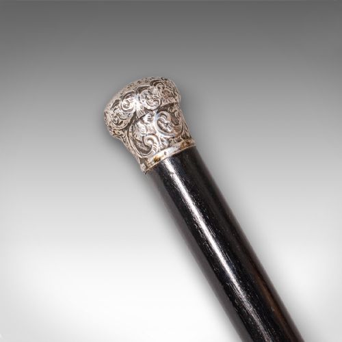 ANTIQUE DANDYS WALKING CANE ENGLISH STICK EBONISED VICTORIAN 1889 HALLMARK - ADDITIONAL PHOTO 5