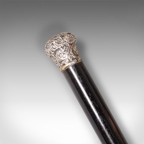 ANTIQUE DANDYS WALKING CANE ENGLISH STICK EBONISED VICTORIAN 1889 HALLMARK - ADDITIONAL PHOTO 6