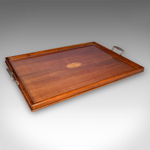 fig 1. Antique Aperitif Serving Tray, English, Walnut, Afternoon Tea Platter, Edwardian