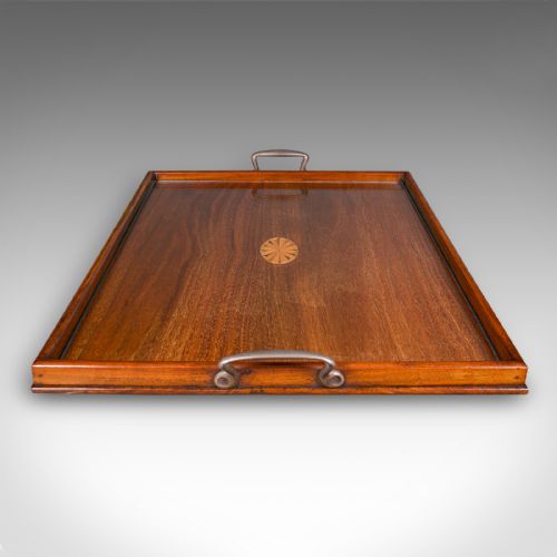 fig 2. Antique Aperitif Serving Tray, English, Walnut, Afternoon Tea Platter, Edwardian