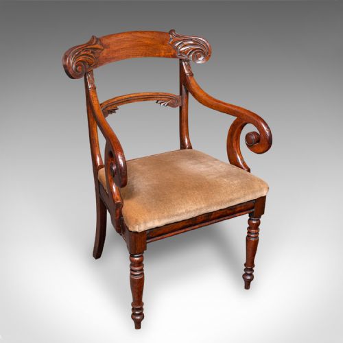 PAIR OF ANTIQUE MORNING ROOM CHAIRS ENGLISH ELBOW SEAT REGENCY CIRCA 1820 - ADDITIONAL PHOTO 2