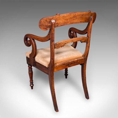 PAIR OF ANTIQUE MORNING ROOM CHAIRS ENGLISH ELBOW SEAT REGENCY CIRCA 1820 - ADDITIONAL PHOTO 3