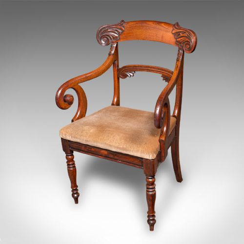 PAIR OF ANTIQUE MORNING ROOM CHAIRS ENGLISH ELBOW SEAT REGENCY CIRCA 1820 - ADDITIONAL PHOTO 4