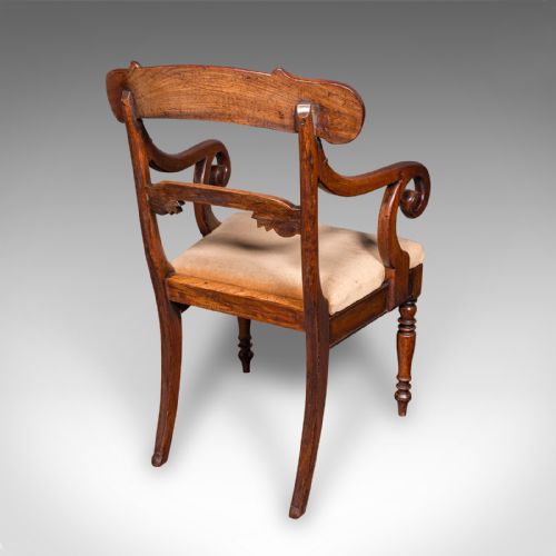 PAIR OF ANTIQUE MORNING ROOM CHAIRS ENGLISH ELBOW SEAT REGENCY CIRCA 1820 - ADDITIONAL PHOTO 5