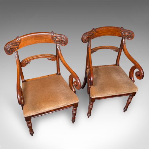 PAIR OF ANTIQUE MORNING ROOM CHAIRS ENGLISH ELBOW SEAT REGENCY CIRCA 1820 - ADDITIONAL PHOTO 6