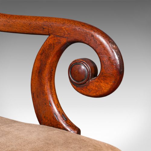 PAIR OF ANTIQUE MORNING ROOM CHAIRS ENGLISH ELBOW SEAT REGENCY CIRCA 1820 - ADDITIONAL PHOTO 10
