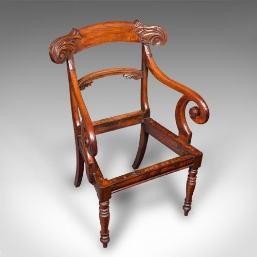 PAIR OF ANTIQUE MORNING ROOM CHAIRS ENGLISH ELBOW SEAT REGENCY CIRCA 1820 - ADDITIONAL PHOTO 11