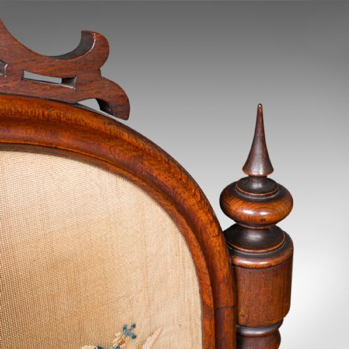 ANTIQUE EMBROIDERED FIRE SCREEN ENGLISH WALNUT NEEDLEPOINT EARLY VICTORIAN - ADDITIONAL PHOTO 6