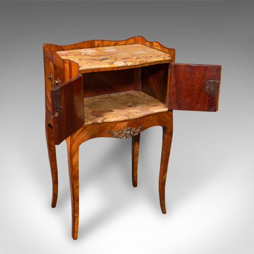 ANTIQUE SIDE TABLE ITALIAN KINGWOOD MARBLE BEDSIDE NIGHTSTAND VICTORIAN - ADDITIONAL PHOTO 1