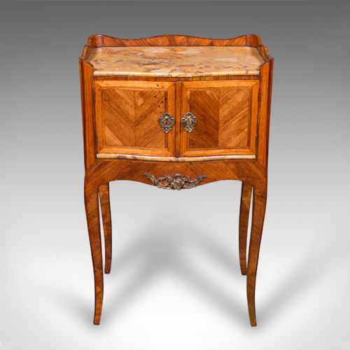 ANTIQUE SIDE TABLE ITALIAN KINGWOOD MARBLE BEDSIDE NIGHTSTAND VICTORIAN - ADDITIONAL PHOTO 2