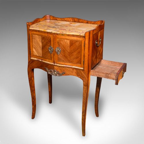 ANTIQUE SIDE TABLE ITALIAN KINGWOOD MARBLE BEDSIDE NIGHTSTAND VICTORIAN - ADDITIONAL PHOTO 4