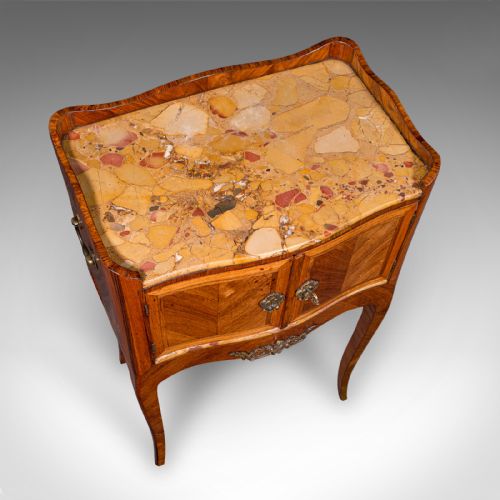 ANTIQUE SIDE TABLE ITALIAN KINGWOOD MARBLE BEDSIDE NIGHTSTAND VICTORIAN - ADDITIONAL PHOTO 8
