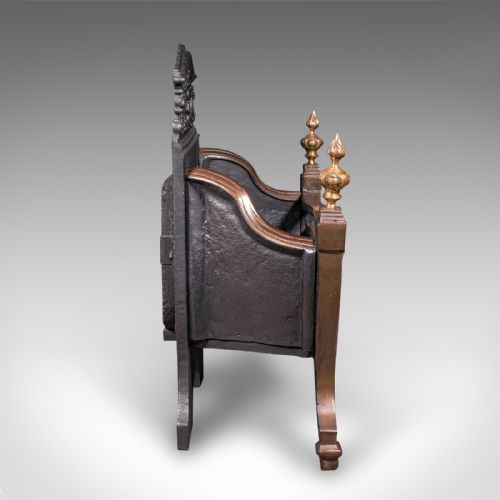 fig 2. Antique Fire Basket, English, Cast Iron, Hearth, Georgian Revival, Victorian