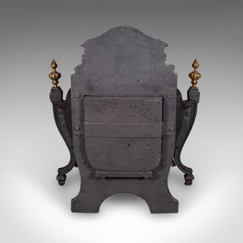 fig 3. Antique Fire Basket, English, Cast Iron, Hearth, Georgian Revival, Victorian