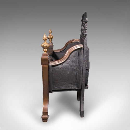 fig 4. Antique Fire Basket, English, Cast Iron, Hearth, Georgian Revival, Victorian