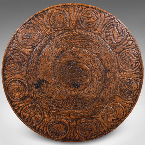 ANTIQUE TAROT PARLOUR TABLE ENGLISH OAK ZODIAC CARVING VICTORIAN CIRCA 1870 - ADDITIONAL PHOTO 6