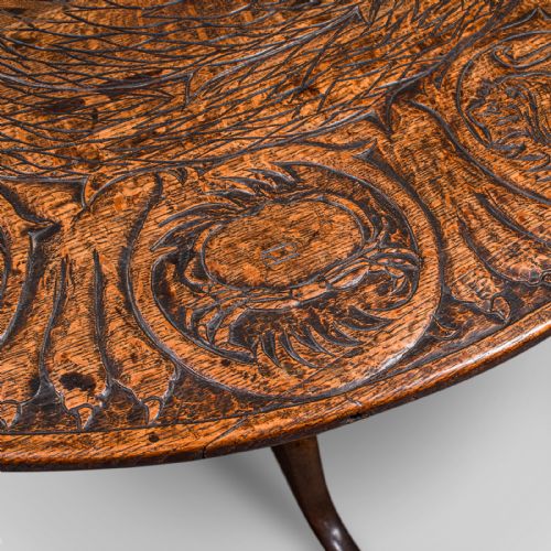 ANTIQUE TAROT PARLOUR TABLE ENGLISH OAK ZODIAC CARVING VICTORIAN CIRCA 1870 - ADDITIONAL PHOTO 10